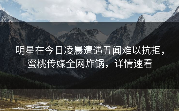 明星在今日凌晨遭遇丑闻难以抗拒，蜜桃传媒全网炸锅，详情速看