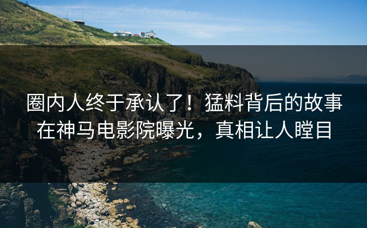 圈内人终于承认了！猛料背后的故事在神马电影院曝光，真相让人瞠目